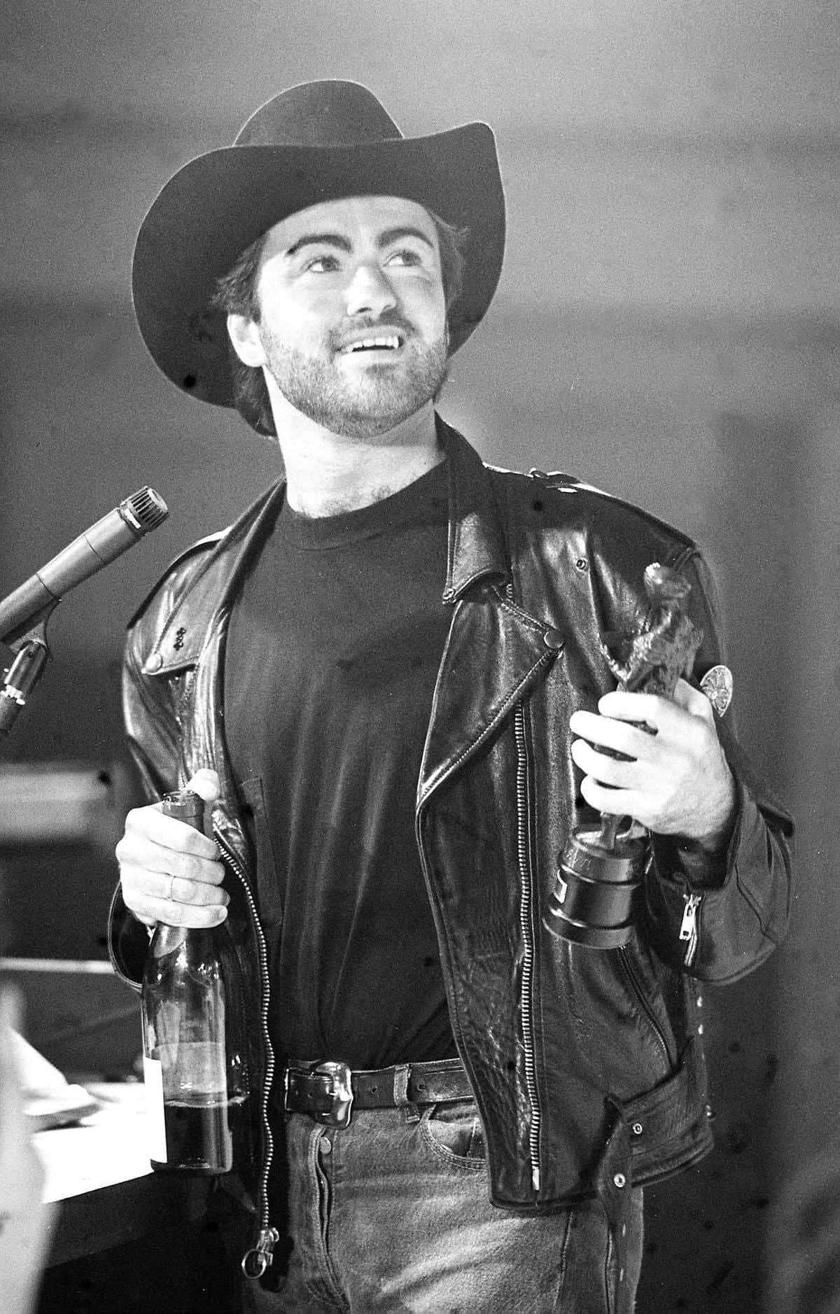 George Michael, cowboy hat, leather jacket, HD Phone Wallpaper