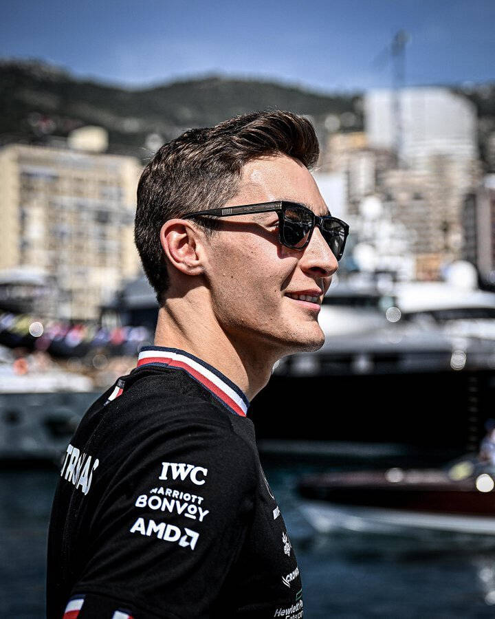 George Russell, sunglasses, racing gear, SD Phone Wallpaper