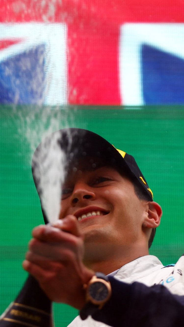 George Russell, podium, British flag, HD Phone Wallpaper