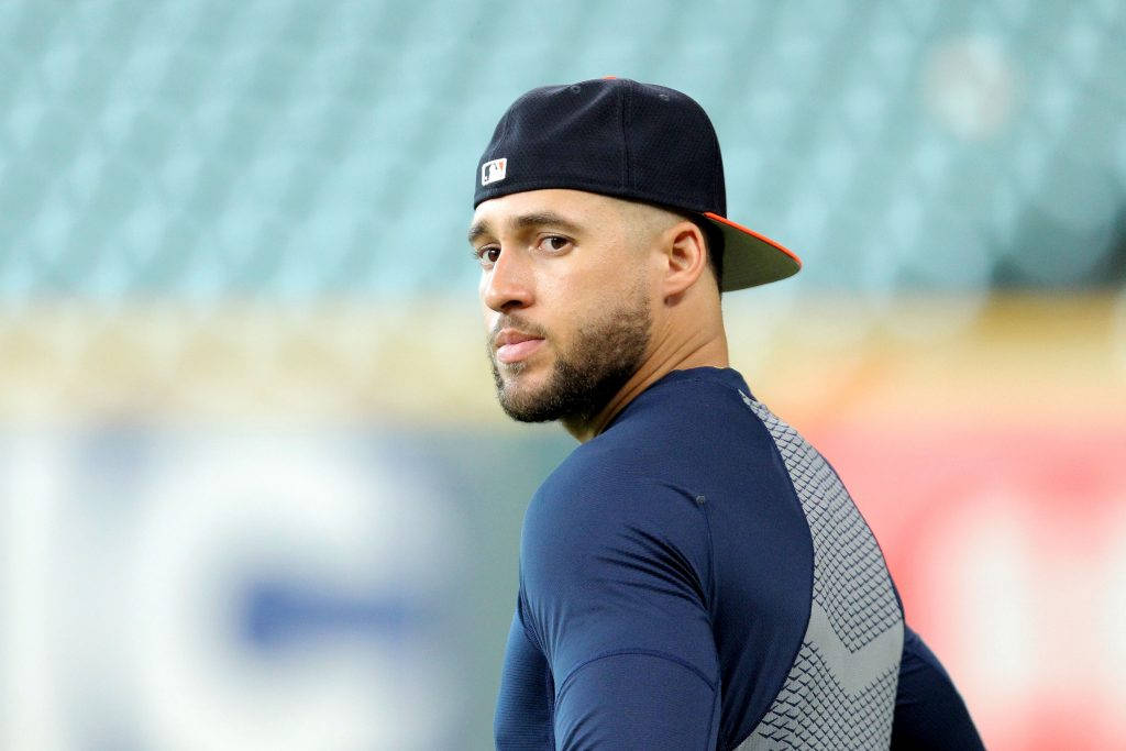 George Springer, navy cap, athletic shirt, SD Desktop Wallpaper