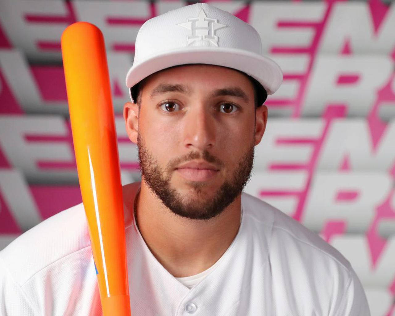 George Springer, white shirt, white cap, HD Desktop Wallpaper
