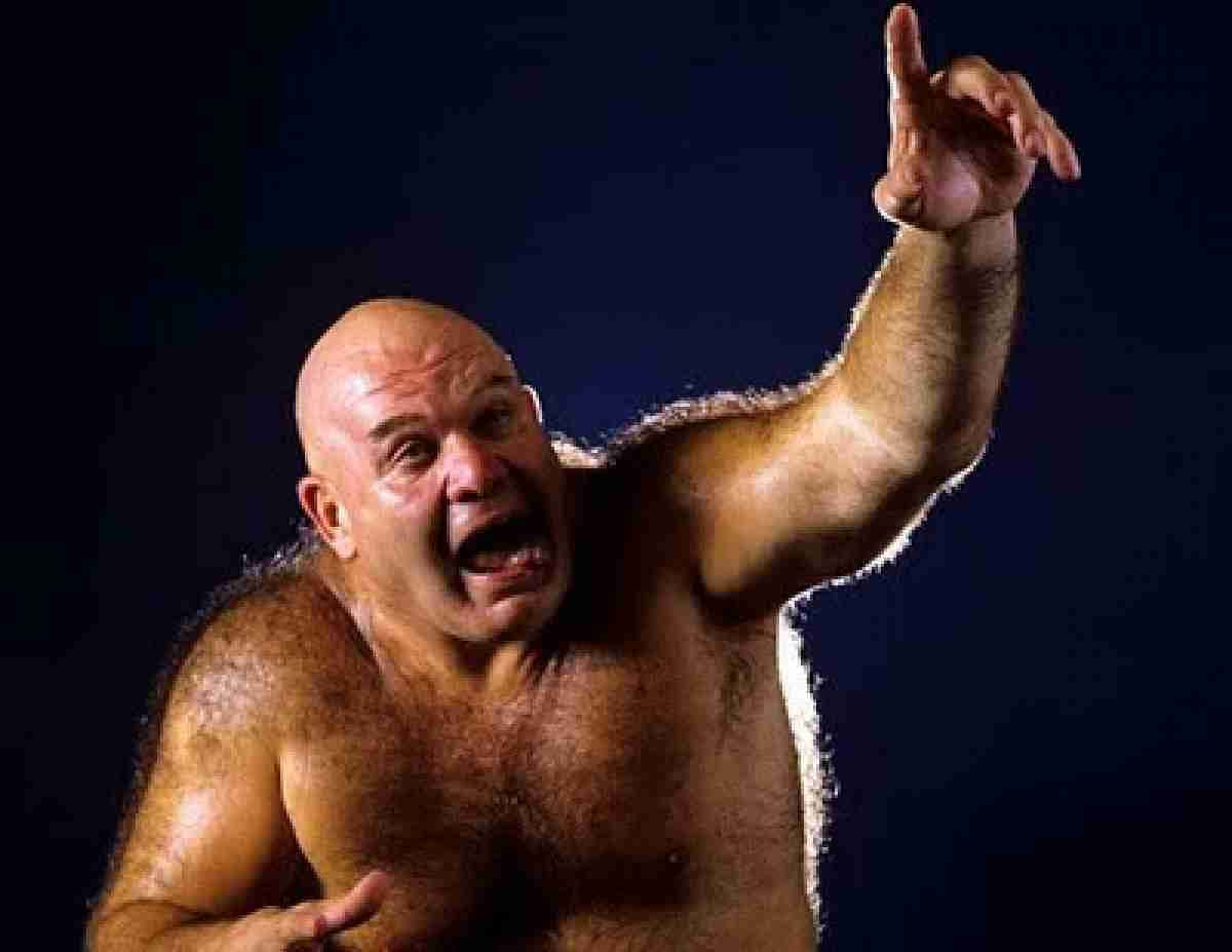 George Steele, bald muscular man, hairy chest, SD Desktop Wallpaper