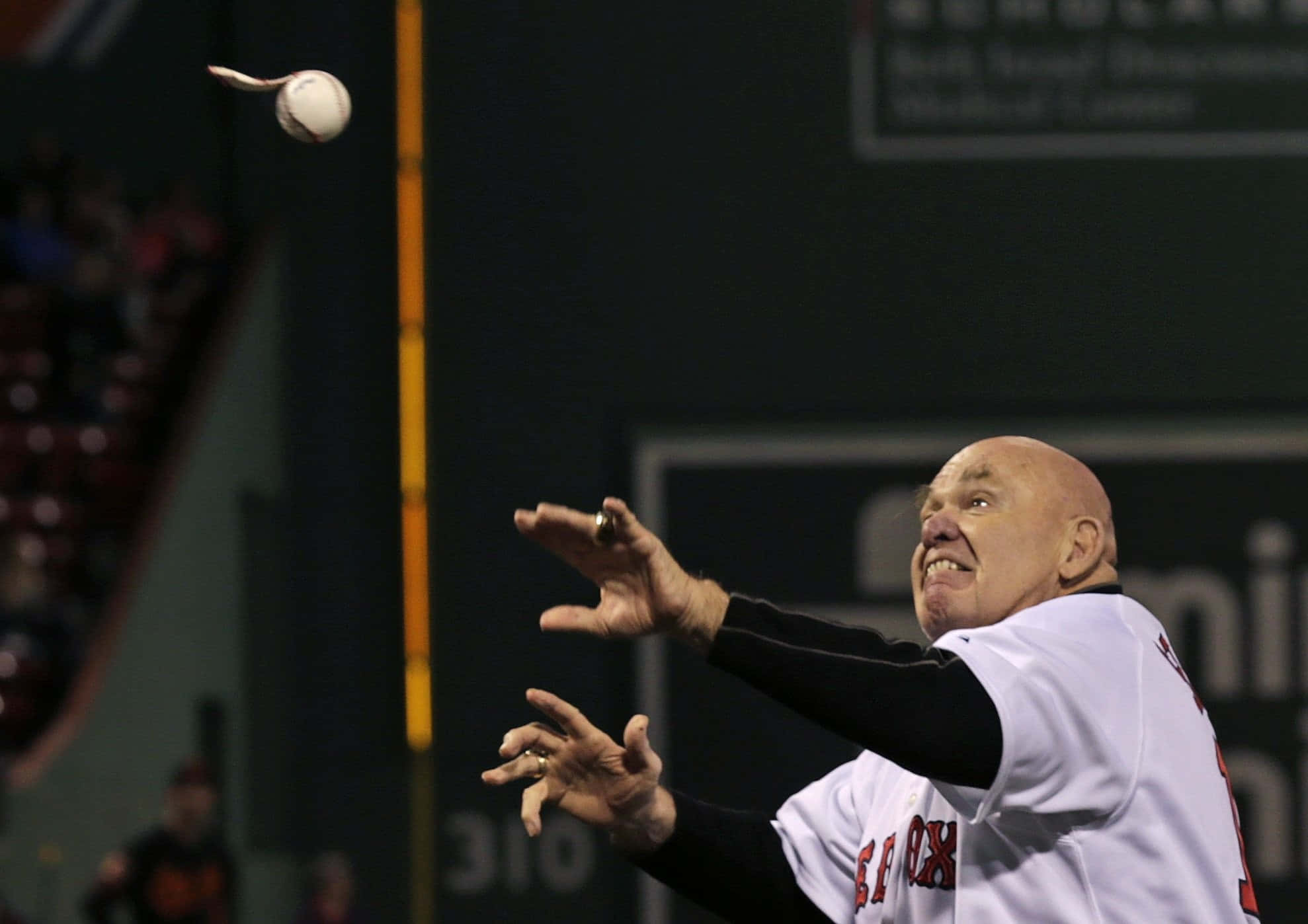 George Steele, white baseball jersey, stadium, Full HD Desktop Wallpaper