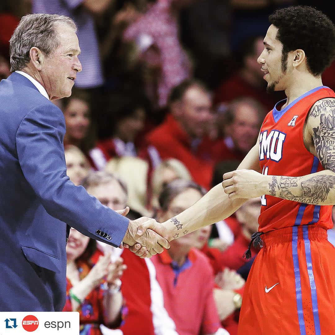 George W. Bush, official event, tattooed basketball player, SD Desktop Wallpaper