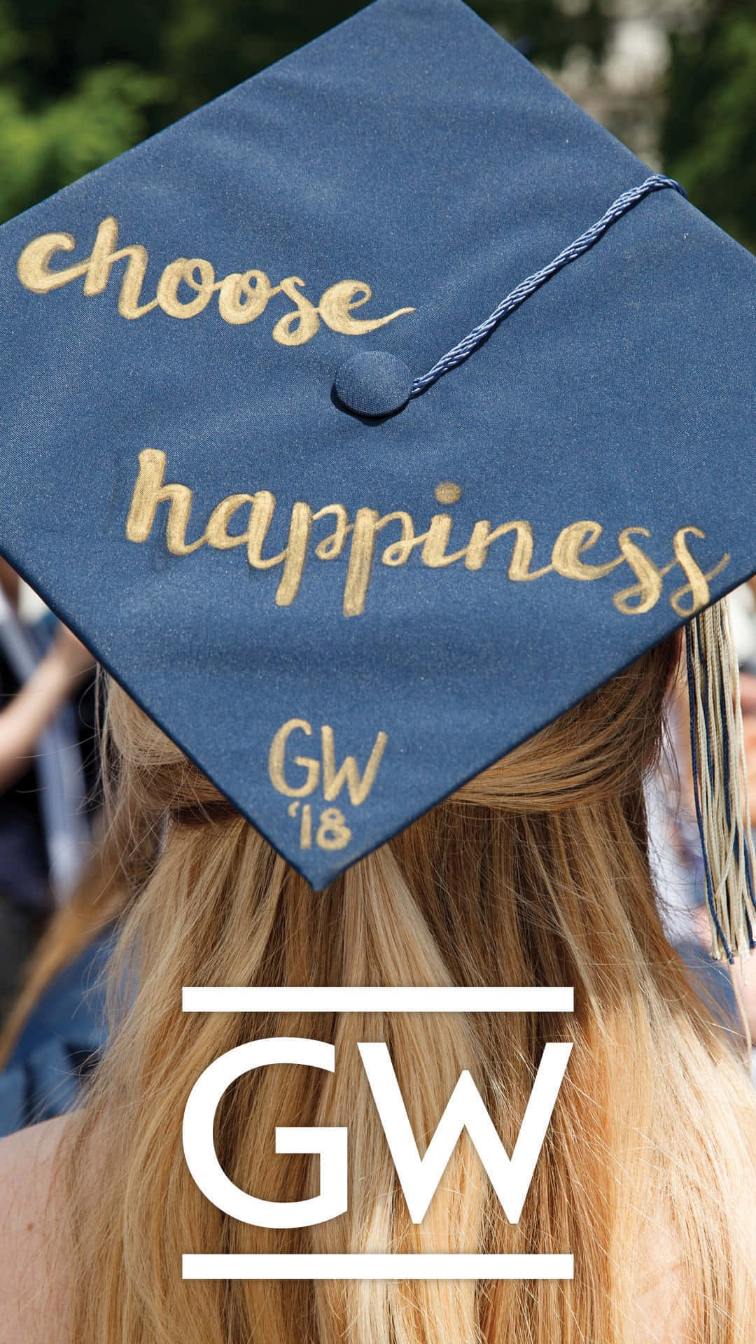 George Washington University, graduation cap, blue, Full HD Phone Wallpaper