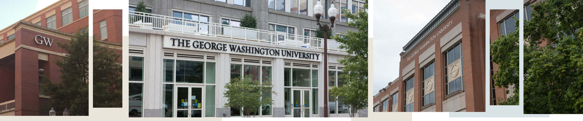 George Washington University, modern brick university building, The George Washington University sign, Full HD Desktop Wallpaper