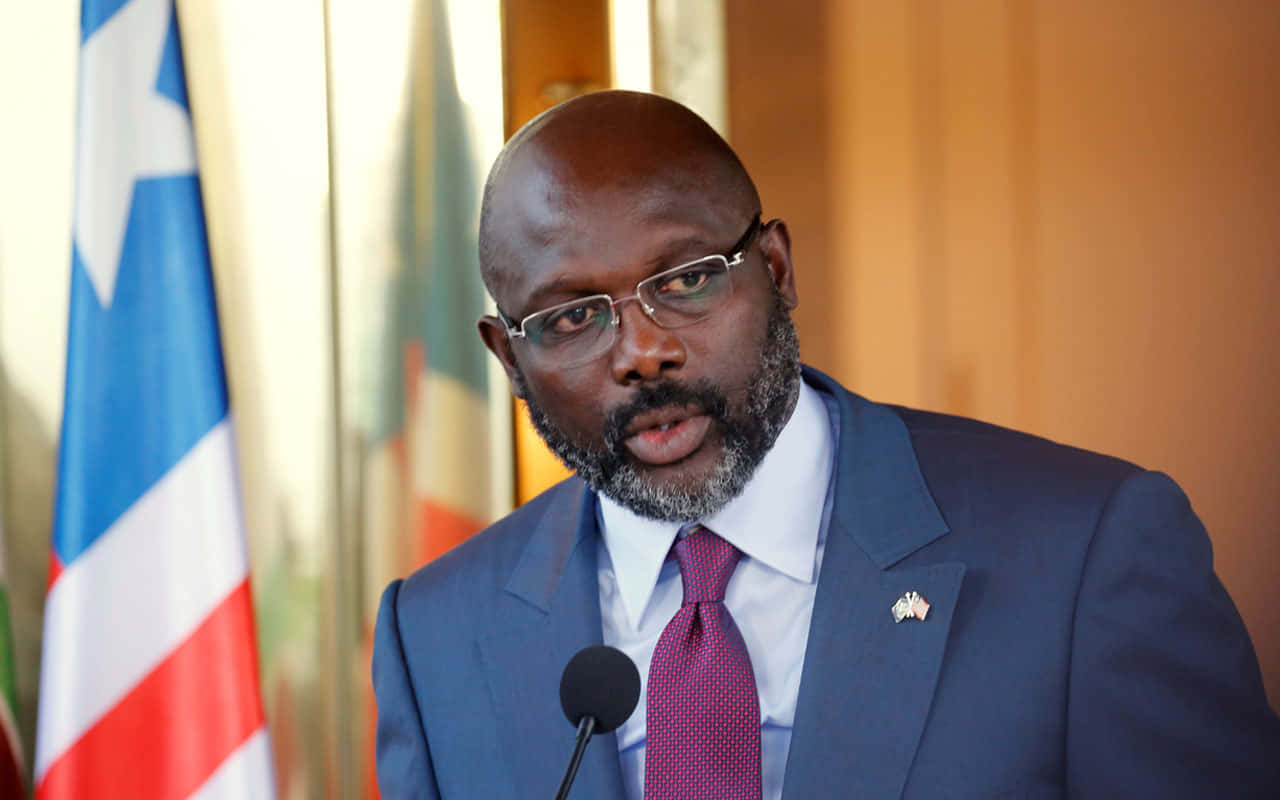 George Weah, blue suit, red tie, HD Desktop Wallpaper