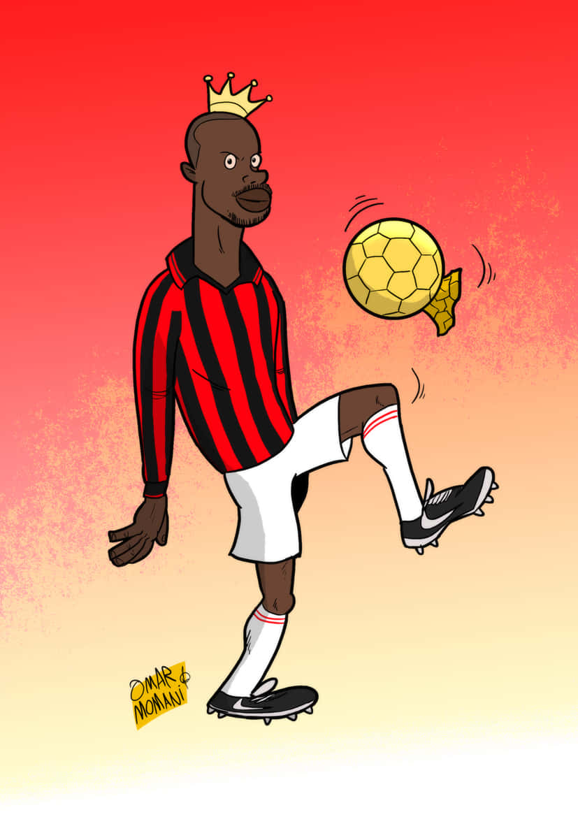 George Weah, golden ball, red gradient background, SD Phone Wallpaper