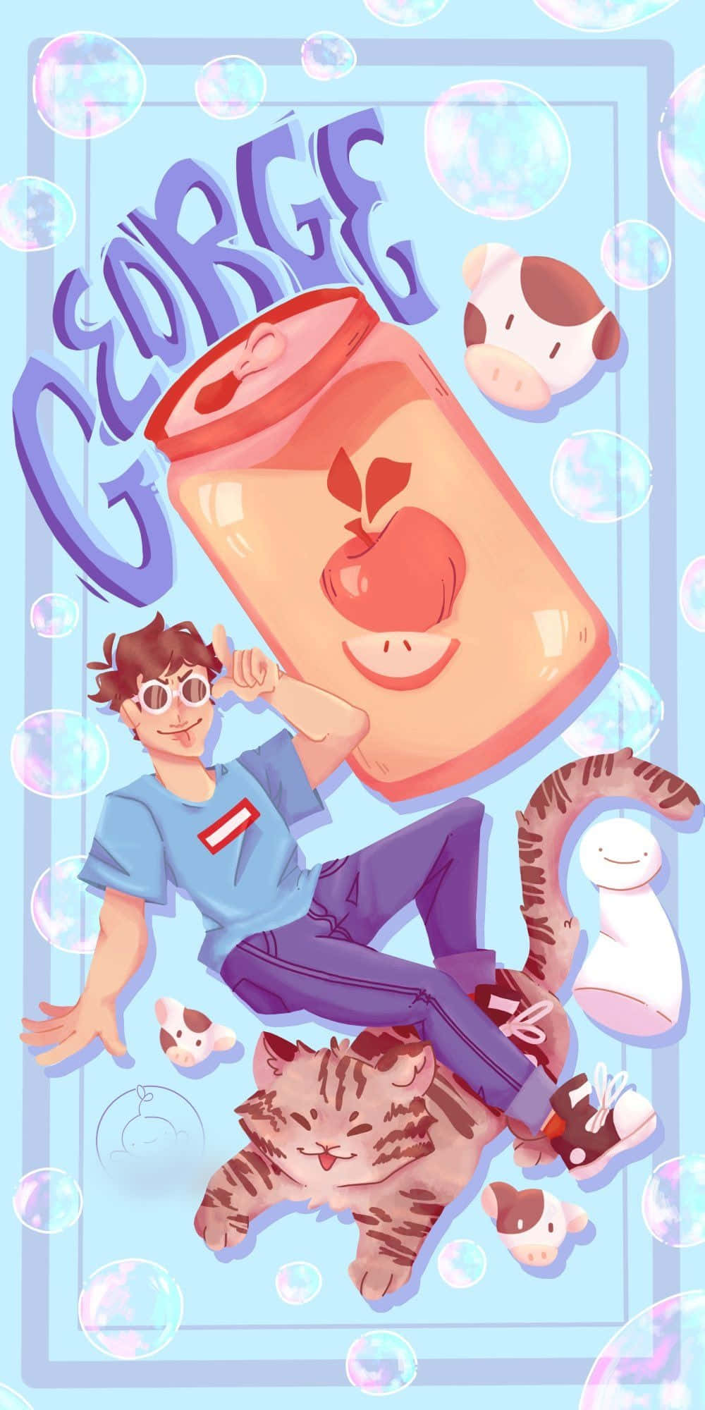 GeorgeNotFound, anime-style boy, giant apple soda can, Full HD Phone Wallpaper