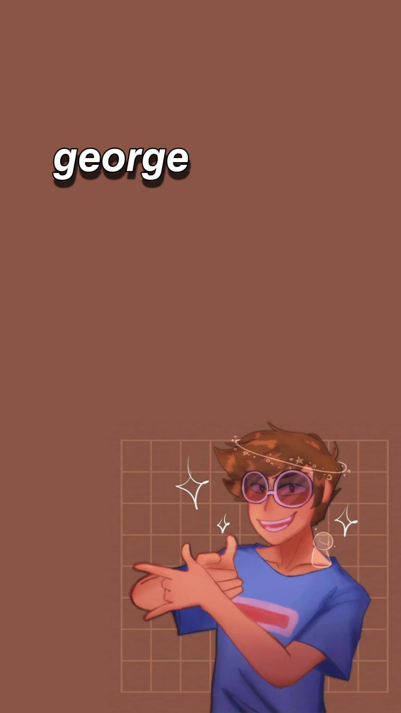 george, pink sunglasses, blue shirt, Full HD Phone Wallpaper