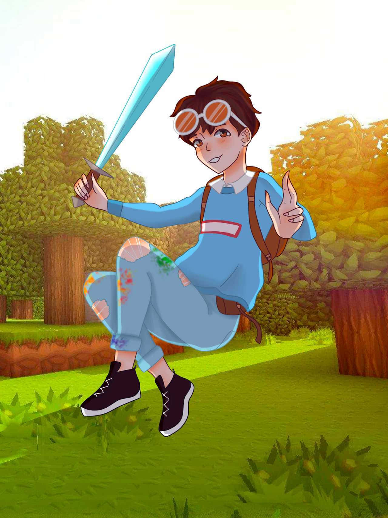 GeorgeNotFound, anime-style boy, goggles, HD Phone Wallpaper