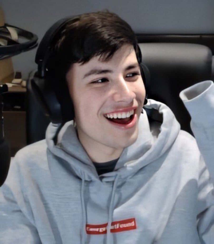 GeorgeNotFound, gray hoodie, gaming setup, SD Phone Wallpaper