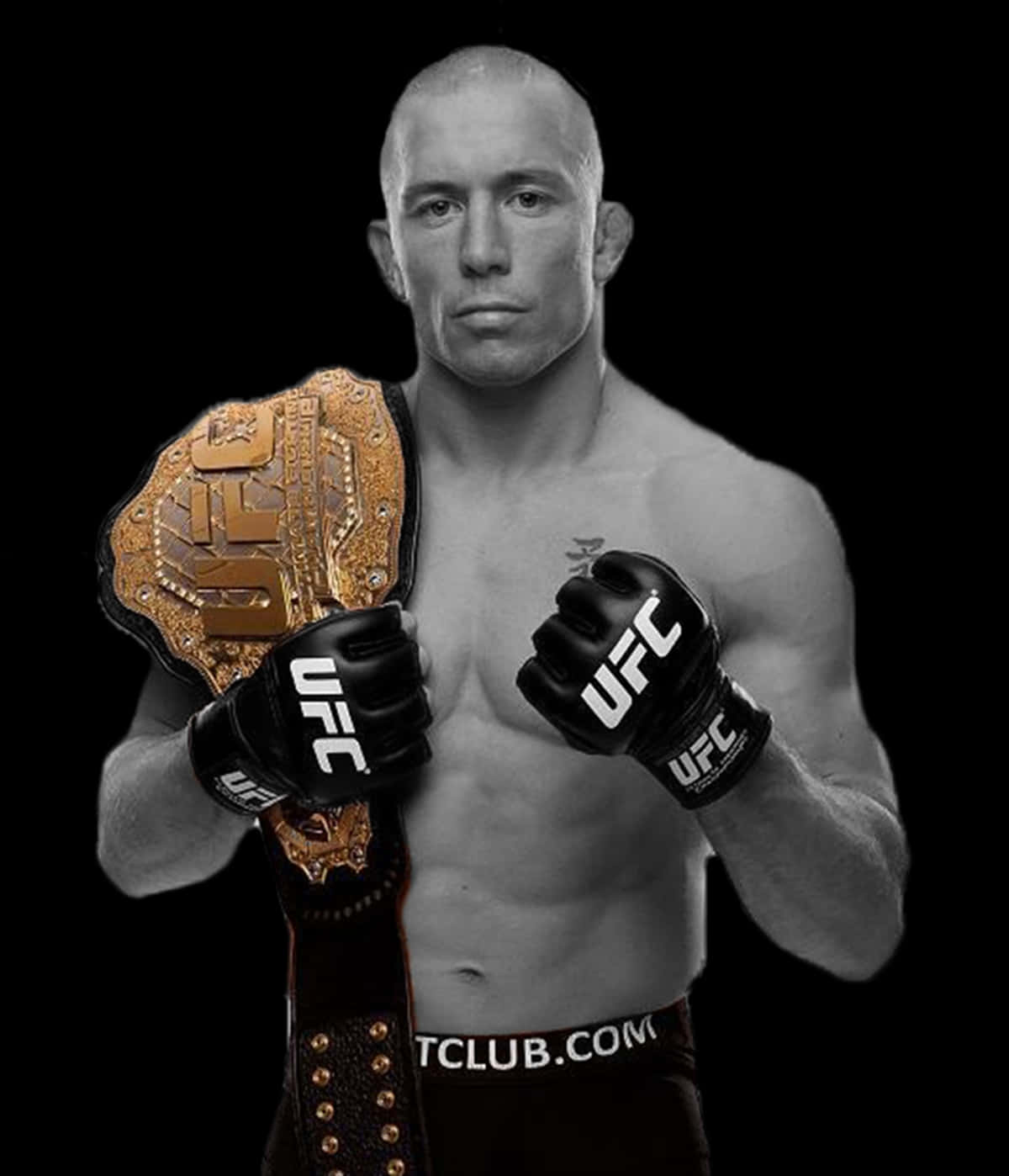 Georges St-pierre, gold championship belt, black gloves, HD Phone Wallpaper