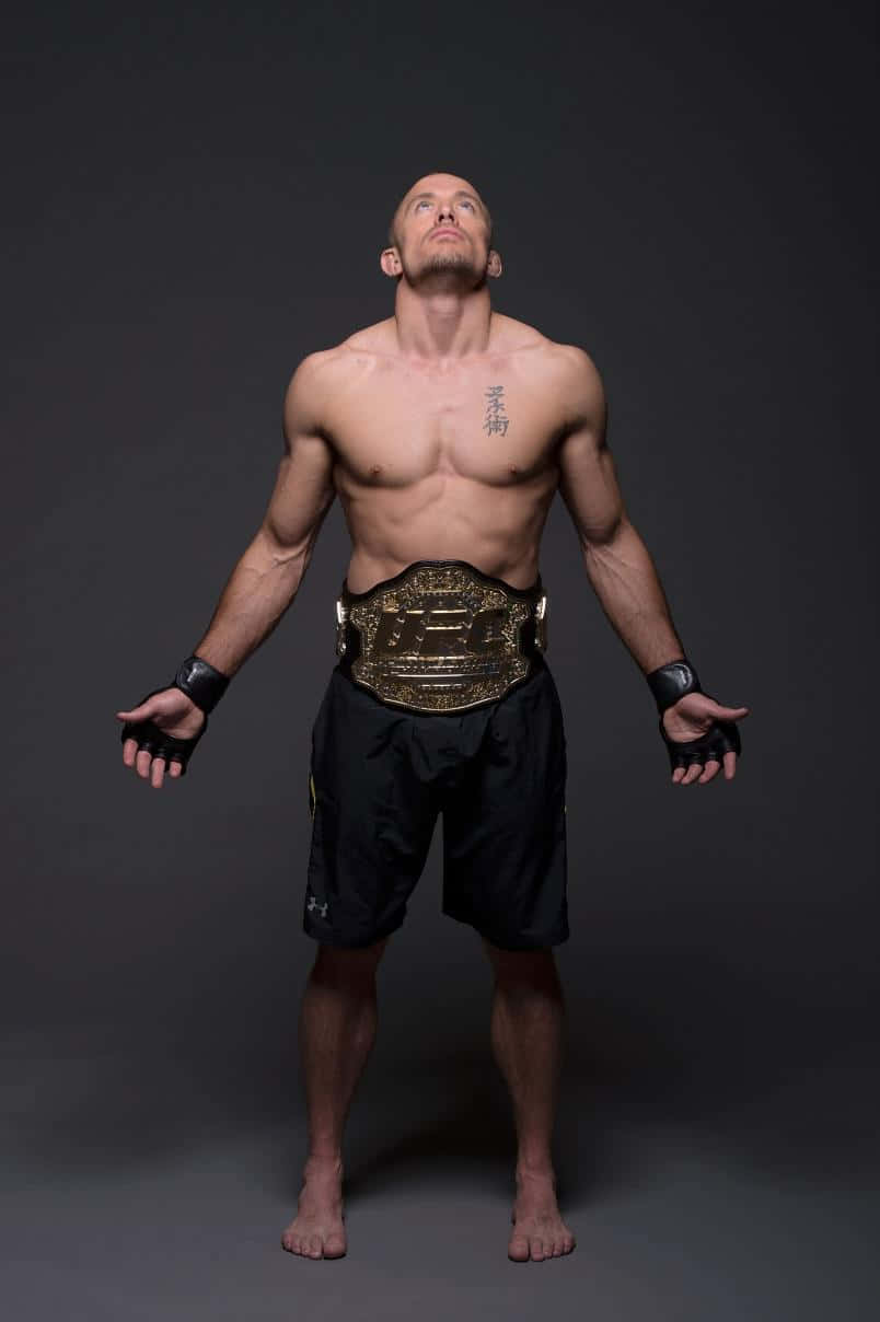 Georges St-pierre, championship belt, black shorts, SD Phone Wallpaper