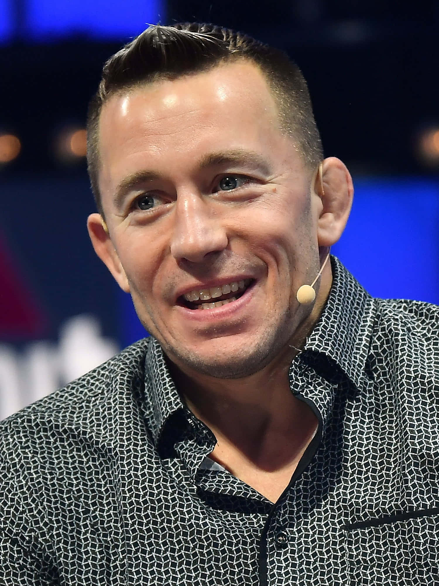 Georges St-pierre, lavalier mic, patterned shirt, Full HD Phone Wallpaper