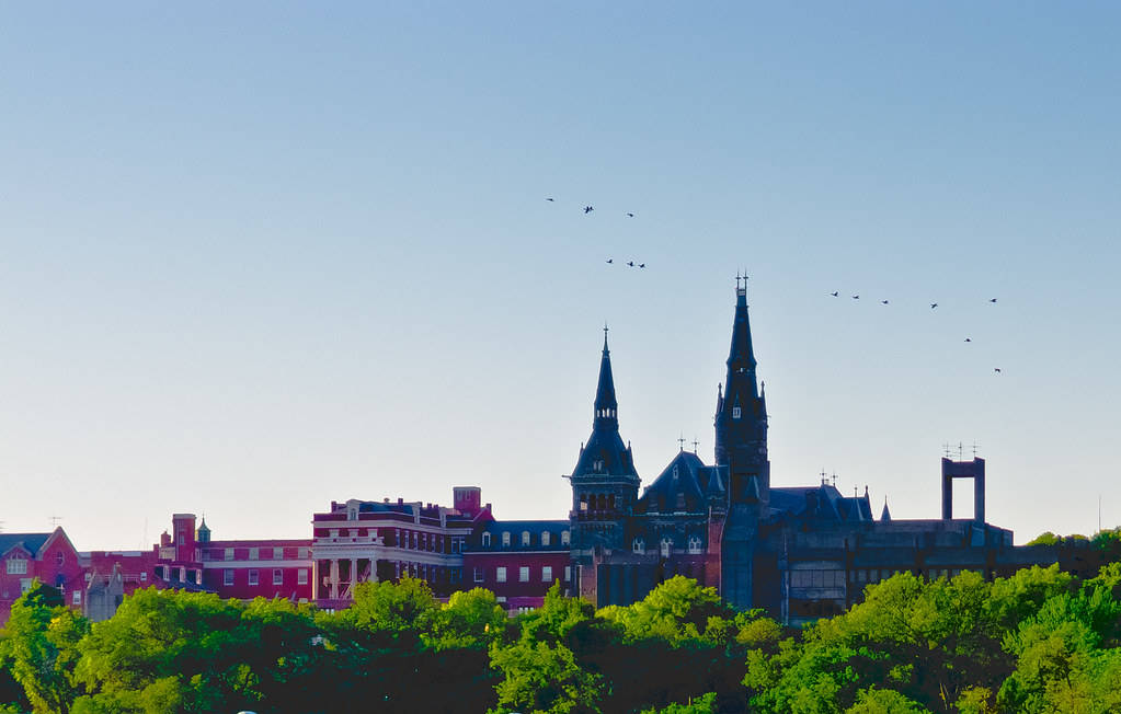 Georgetown University, gothic spires, red brick buildings, SD Desktop Wallpaper