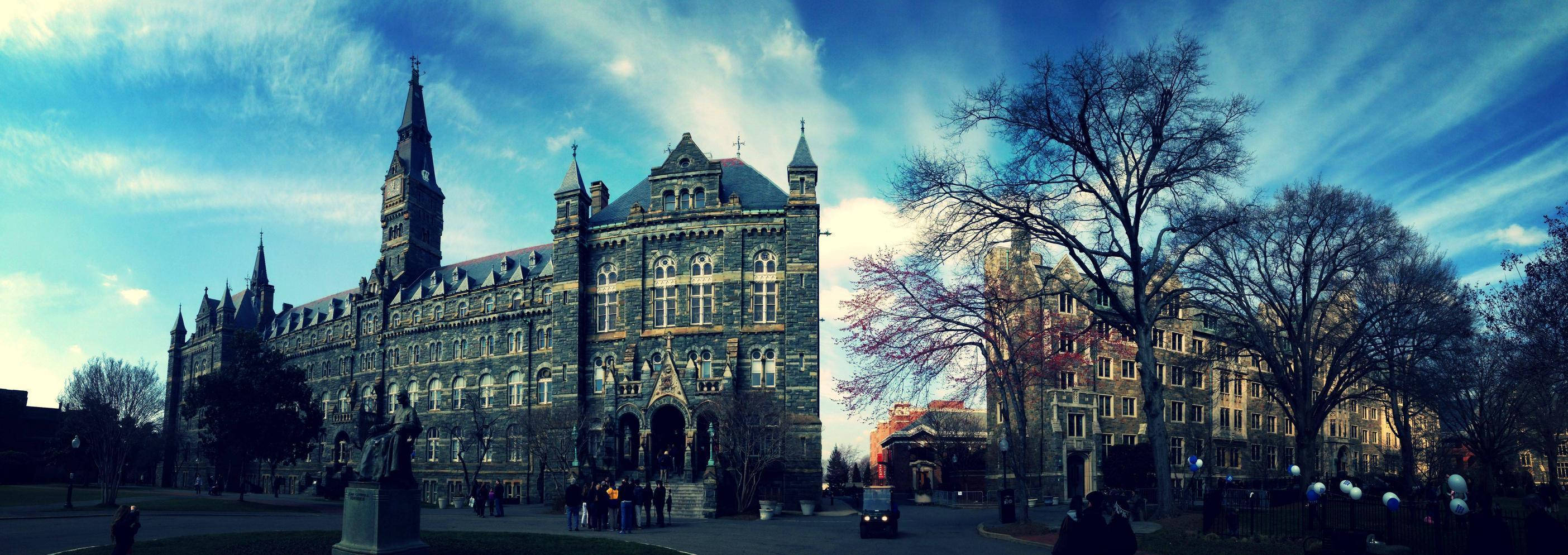 Georgetown University, gothic university building, spires, 2K Desktop Wallpaper