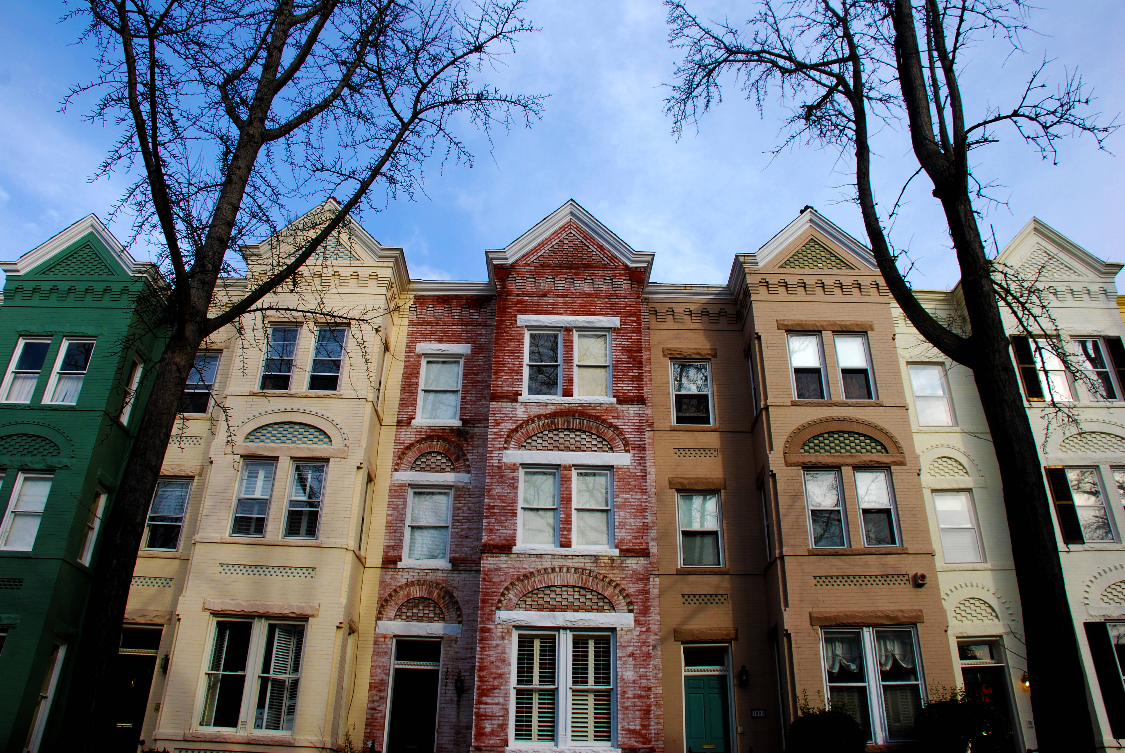 Georgetown, residential blocks, colorful row houses, 4K Desktop Wallpaper
