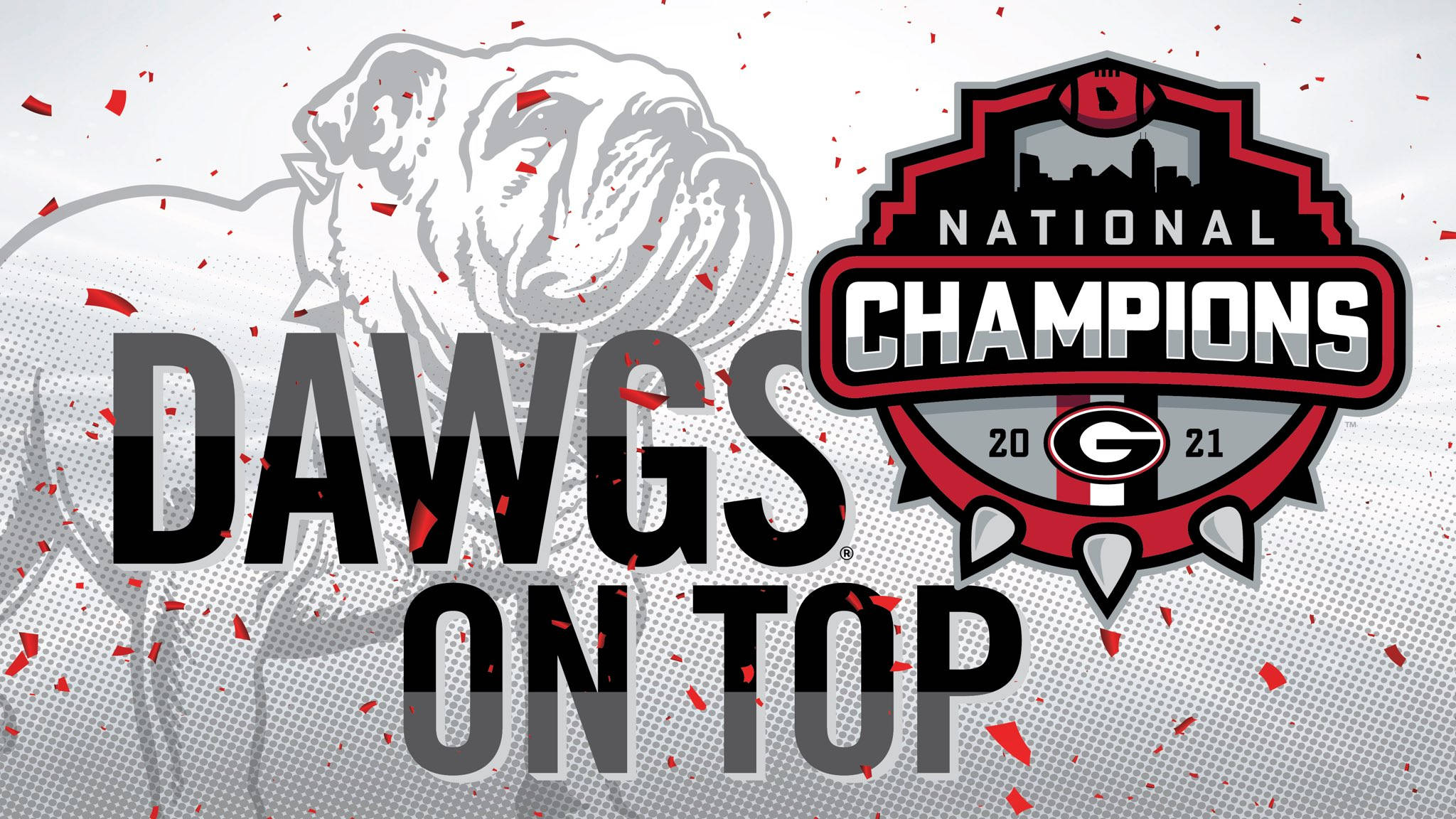 Georgia Bulldogs, 2021 National Champions, confetti, Full HD Desktop Wallpaper