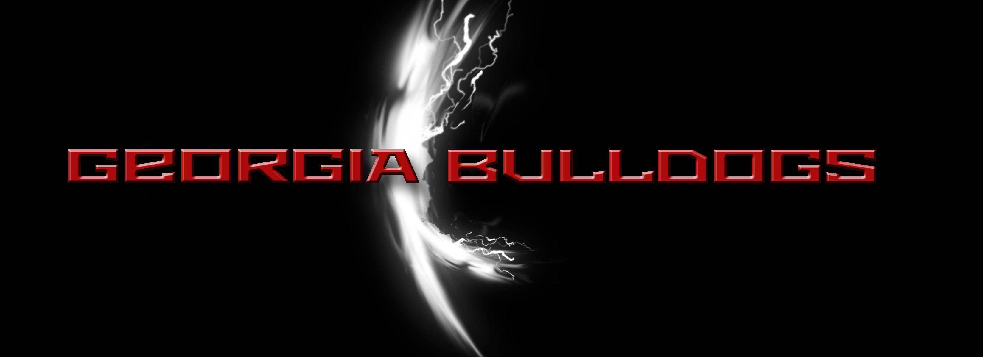 Georgia Bulldogs, red, black background, 2K Desktop Wallpaper