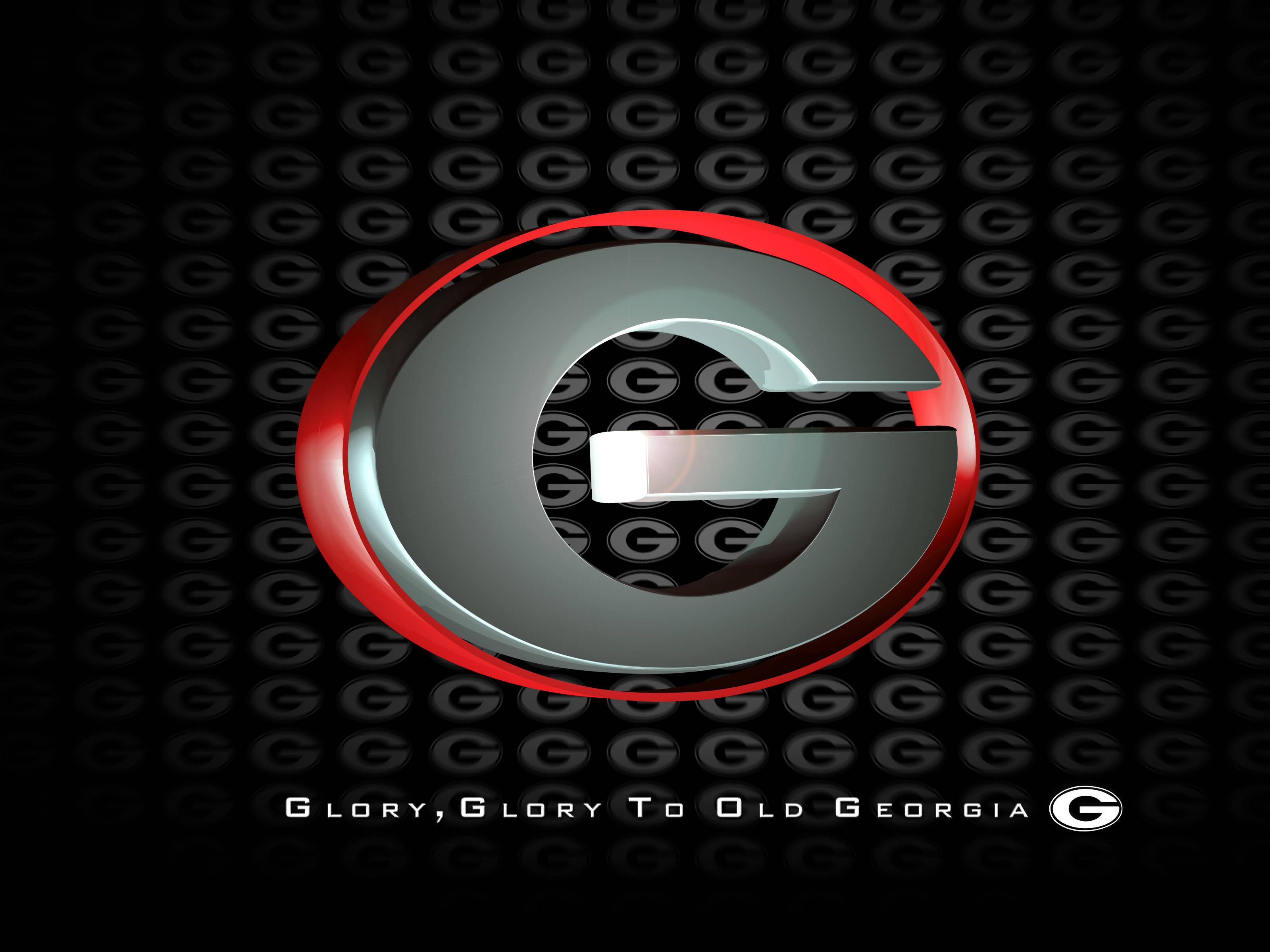 Georgia Bulldogs, 3D metallic G logo, red trim, 2K Desktop Wallpaper