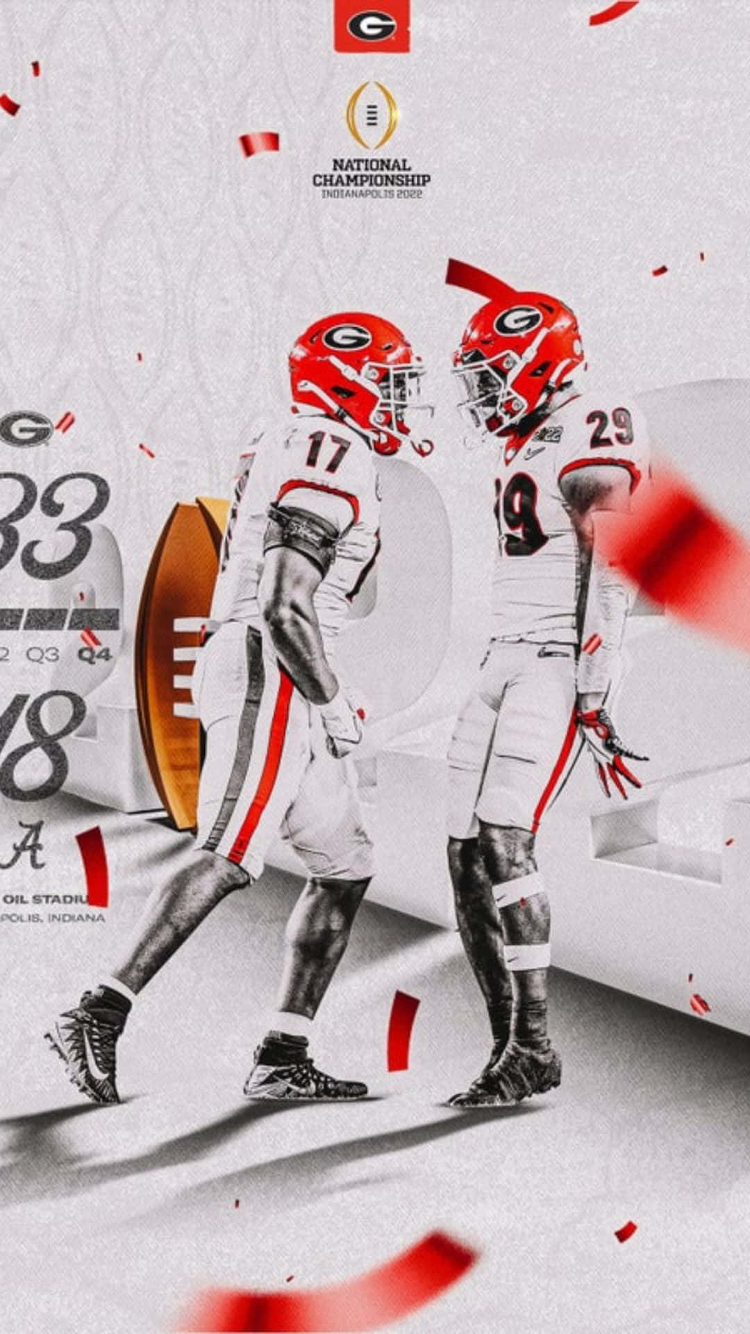 Georgia Bulldogs, red helmets, confetti, Full HD Phone Wallpaper