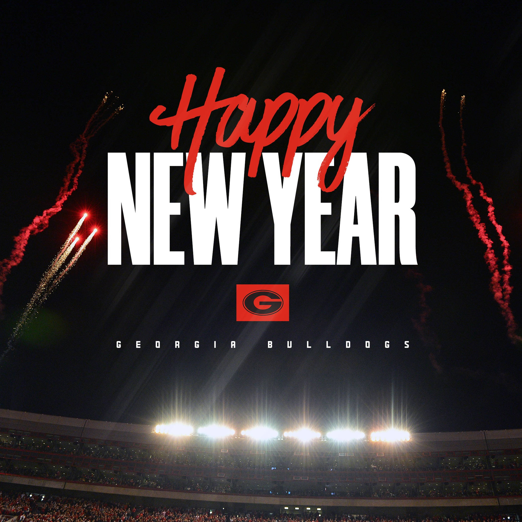 Georgia Bulldogs, red and white, Happy New Year, Full HD Desktop Wallpaper