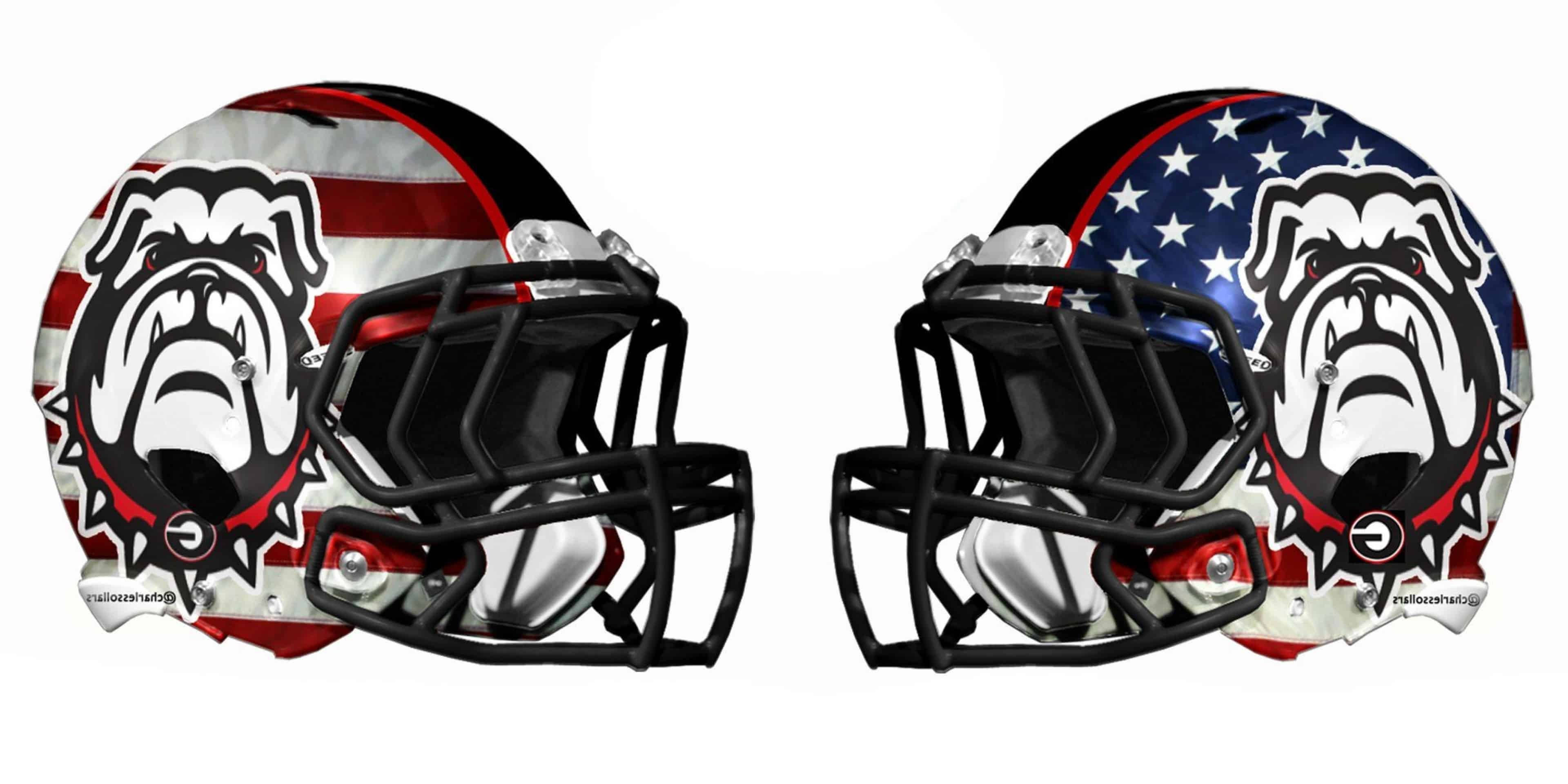Georgia Bulldogs, bulldog logos, red white and blue, 4K Desktop Wallpaper