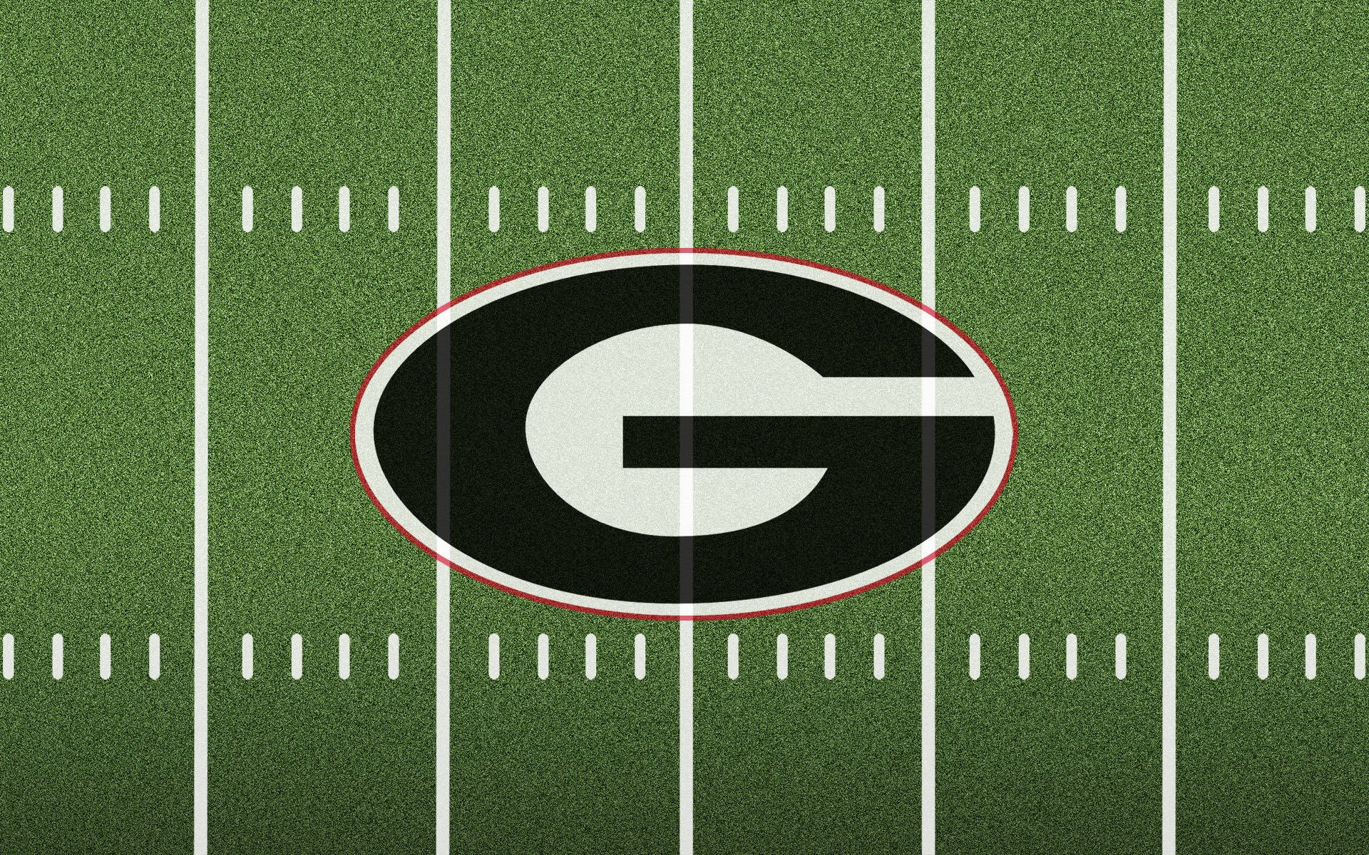 Georgia Bulldogs, green football field, white yard lines, Full HD Desktop Wallpaper