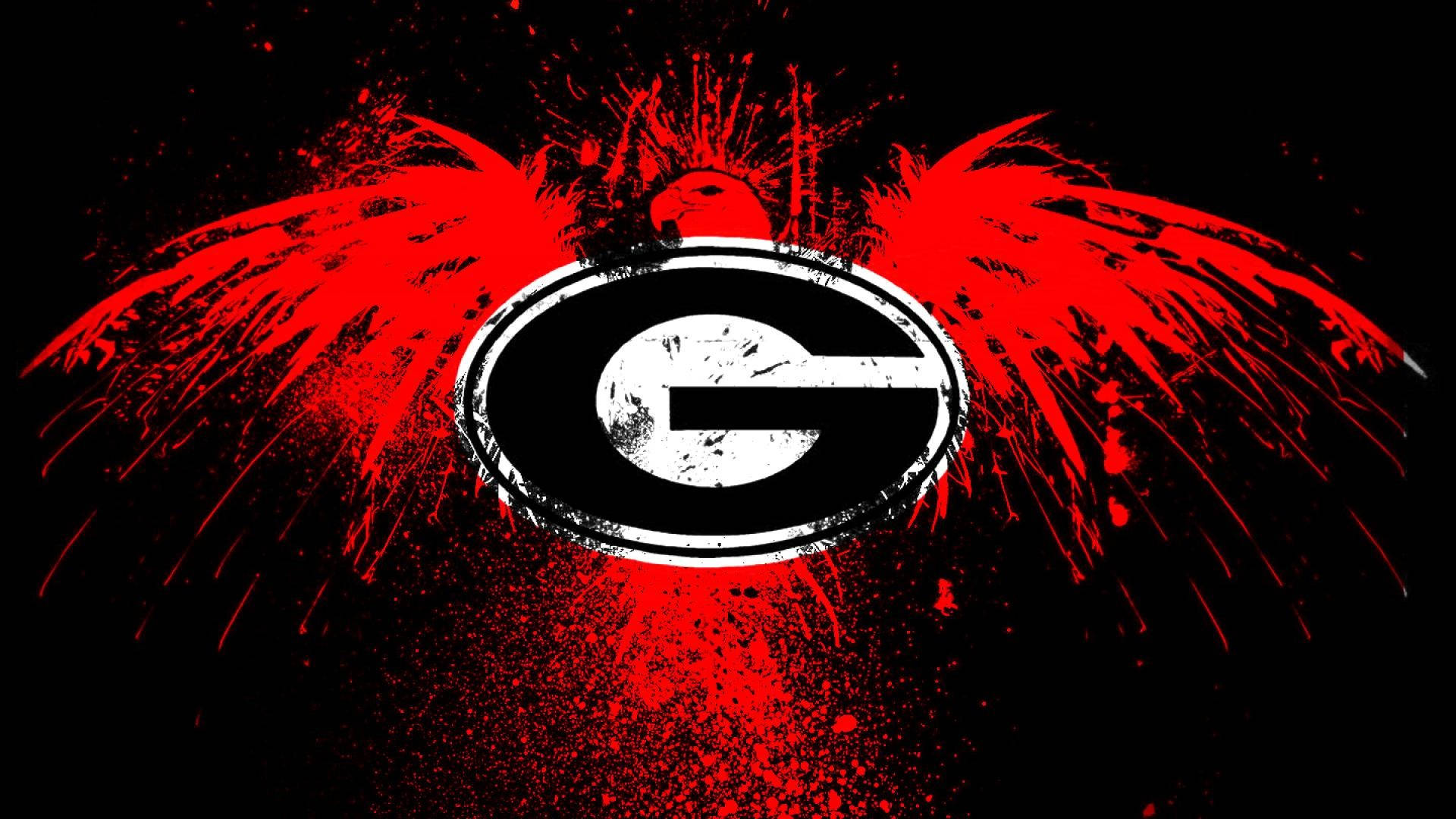 Georgia Bulldogs, eagle, black and white, Full HD Desktop Wallpaper