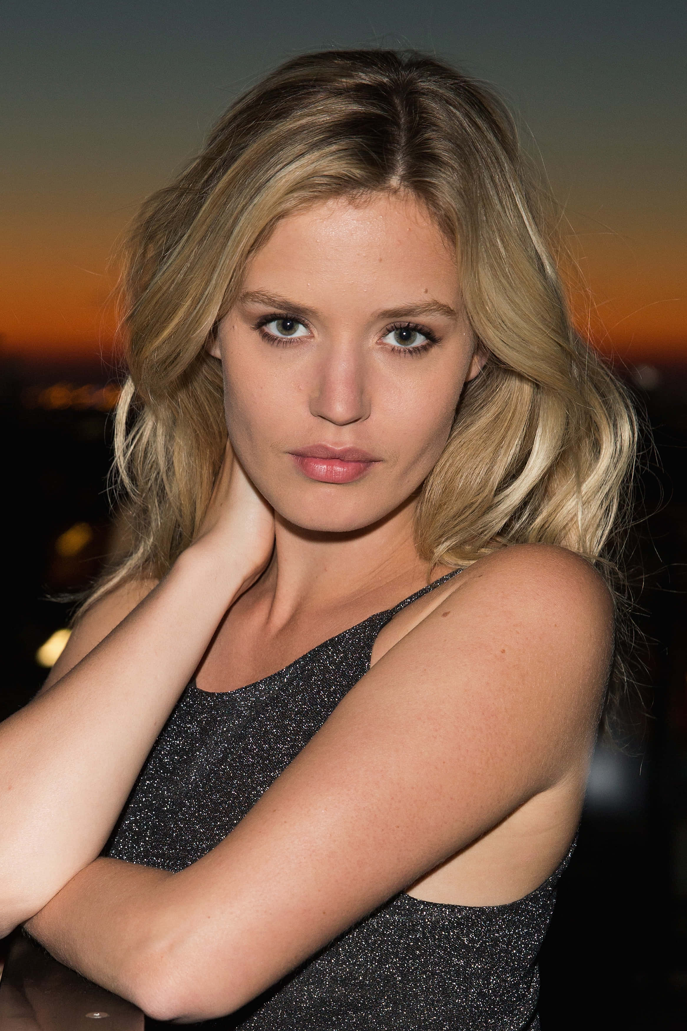 Georgia May Jagger, sparkly black top, blonde woman, 2K Phone Wallpaper
