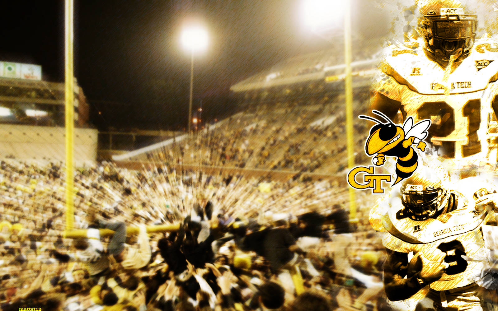 Georgia Tech, football player, stadium, HD Desktop Wallpaper