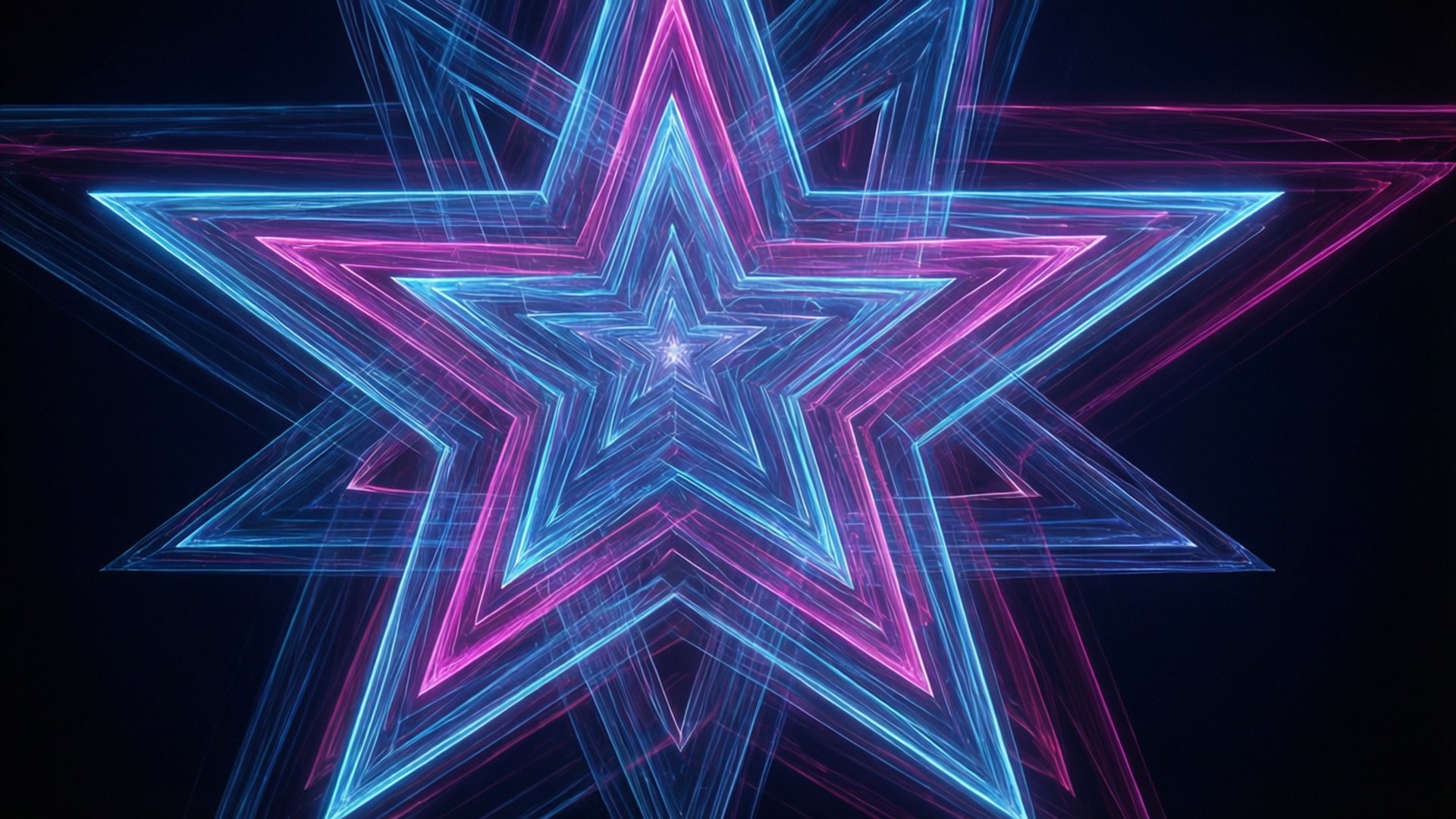 Neon Geostar, blue, pink, Full HD Desktop Wallpaper