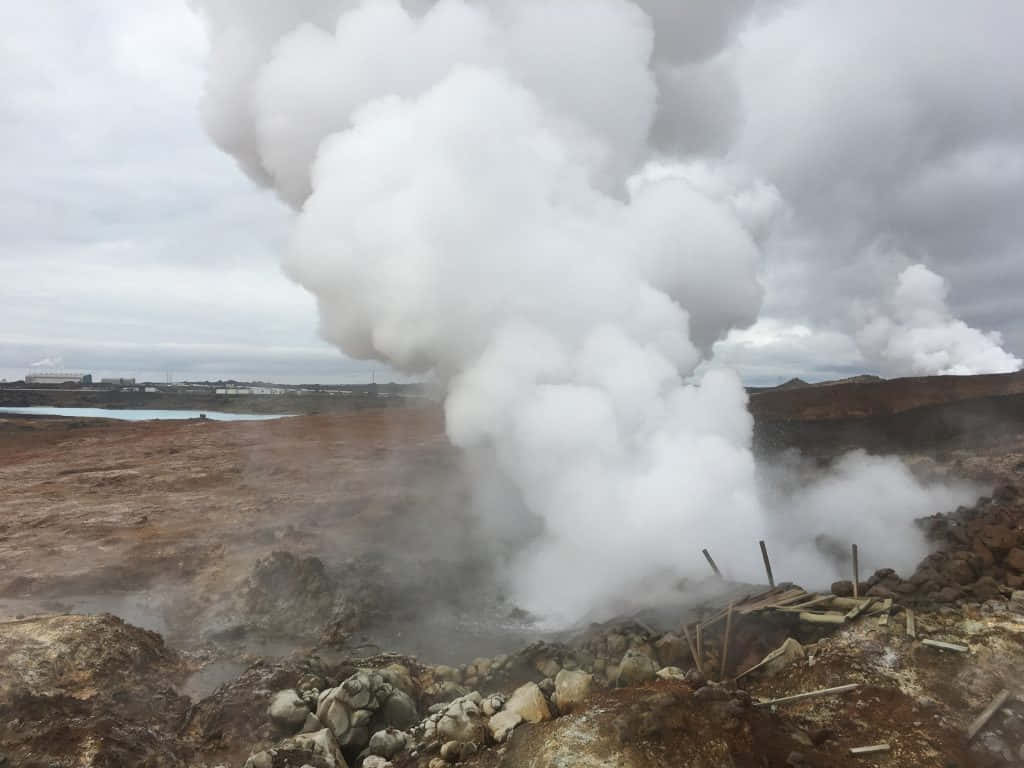 geothermal energy, steam vent, white steam, SD Desktop Wallpaper