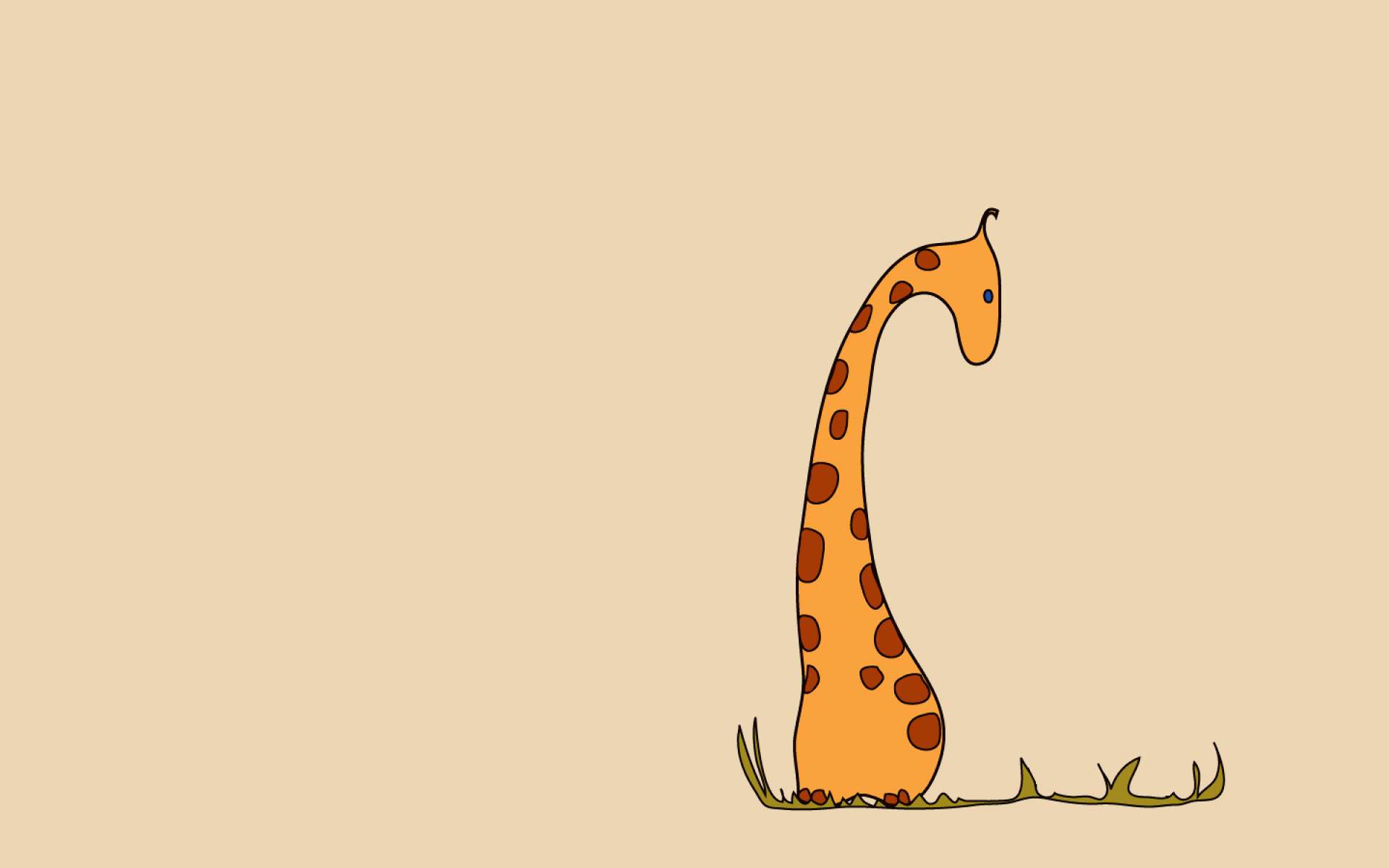 kawaii giraffe, orange body, brown spots, Full HD Desktop Wallpaper