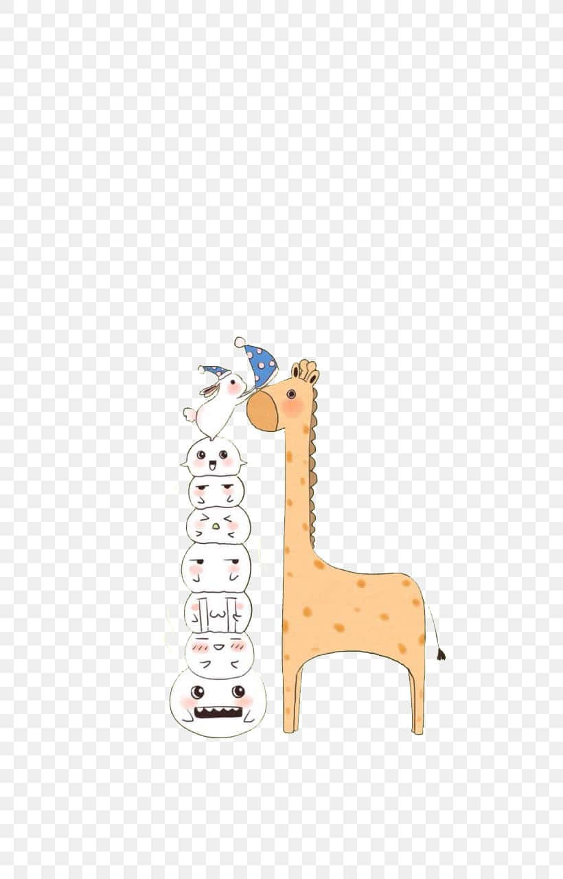 giraffe, blue hat, party hat, HD Phone Wallpaper