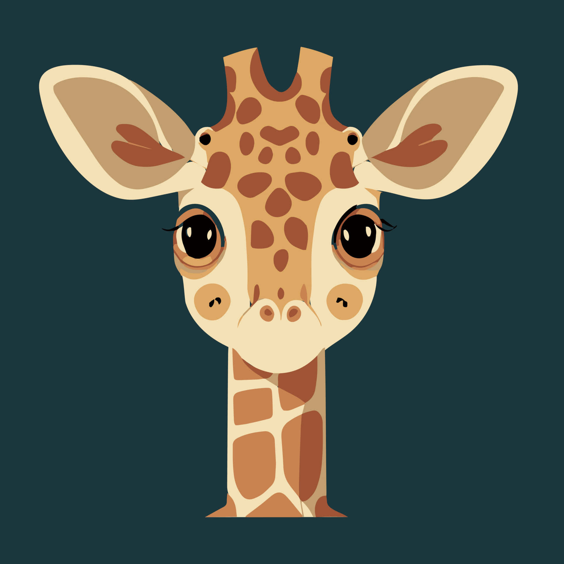 kawaii giraffe, 1920 x 1920 wallpaper, big expressive eyes, Full HD Desktop Wallpaper