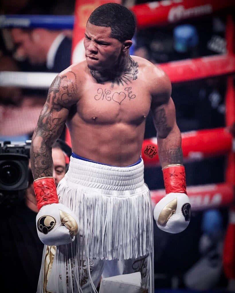 Gervonta Davis, white fringe trunks, red gloves, SD Phone Wallpaper
