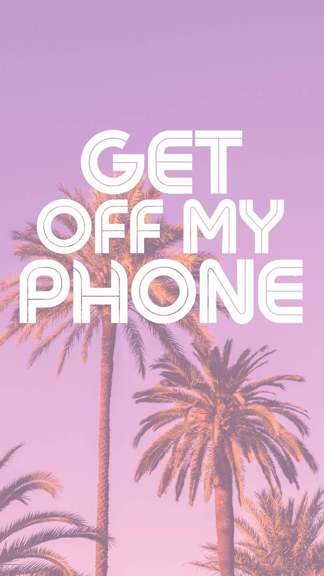 palm tree, soft purple sky, bold white text, Full HD Phone Wallpaper