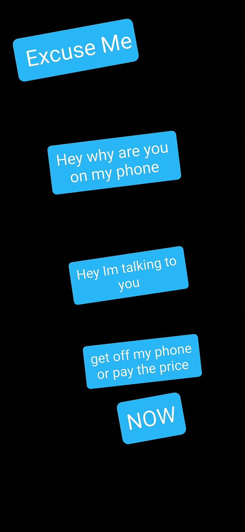 Get Off My Phone Message, blue chat bubbles, black background, HD Phone Wallpaper