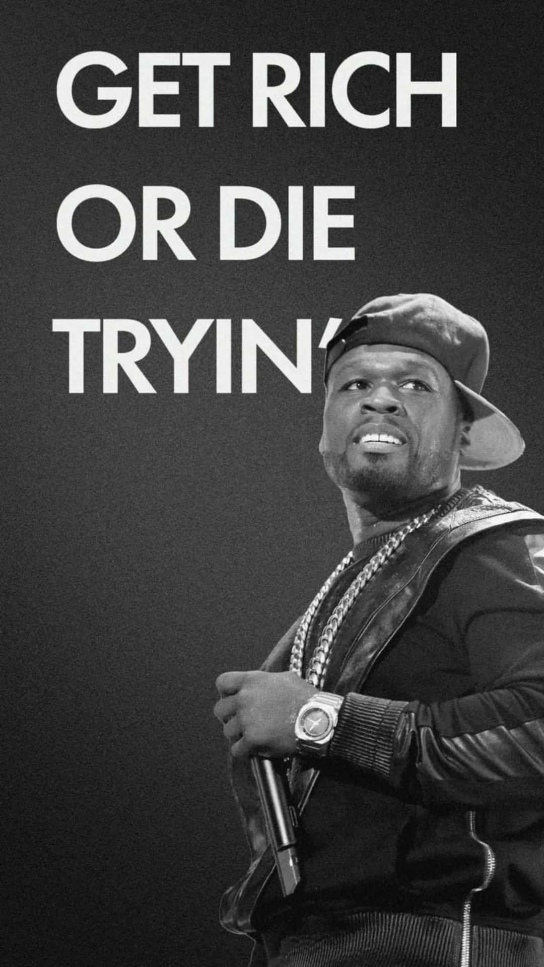 50 Cent, black and white portrait, cap, Full HD Phone Wallpaper