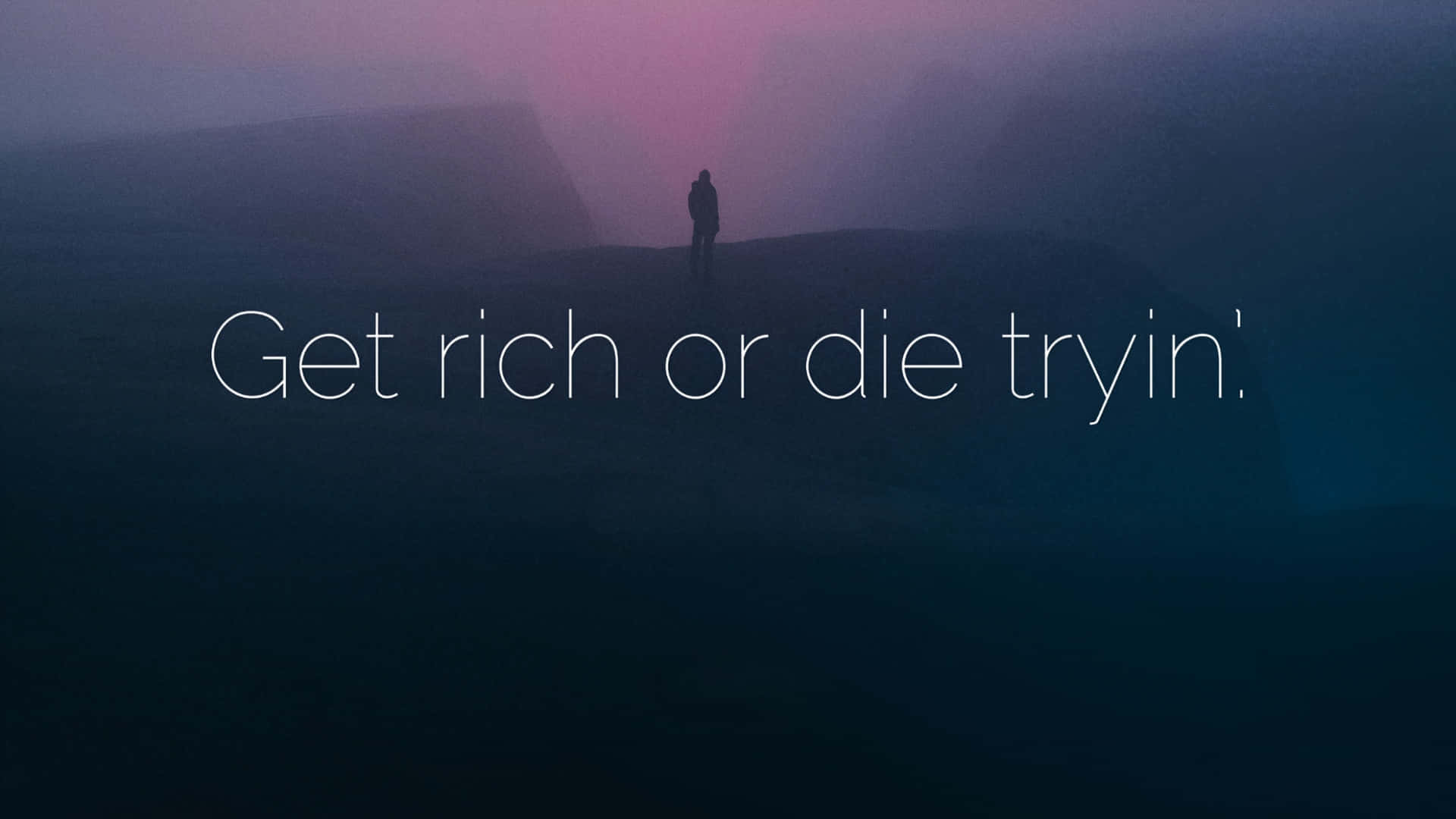 Get Rich Or Die Tryin, twilight, misty cliff, Full HD Desktop Wallpaper