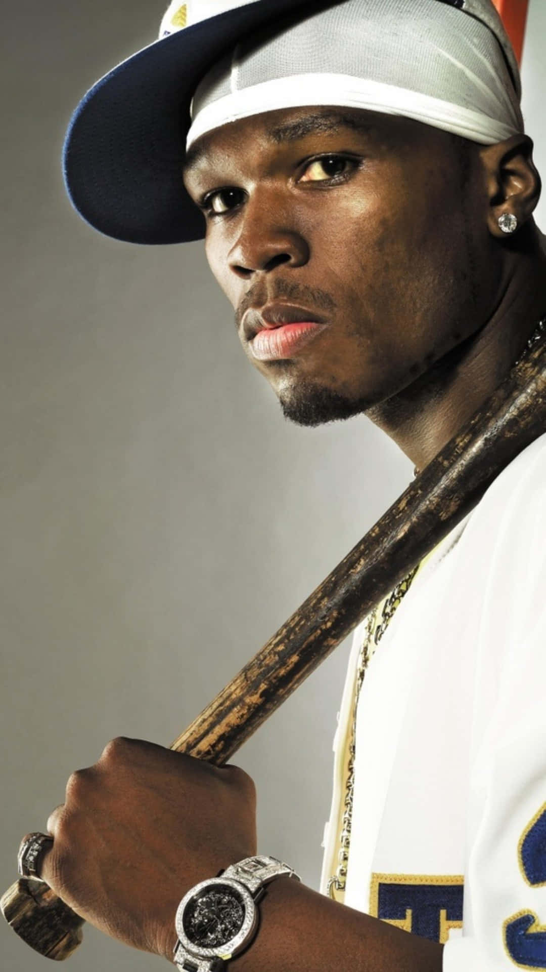 50 Cent, Get Rich Or Die Tryin, white baseball cap, Full HD Phone Wallpaper