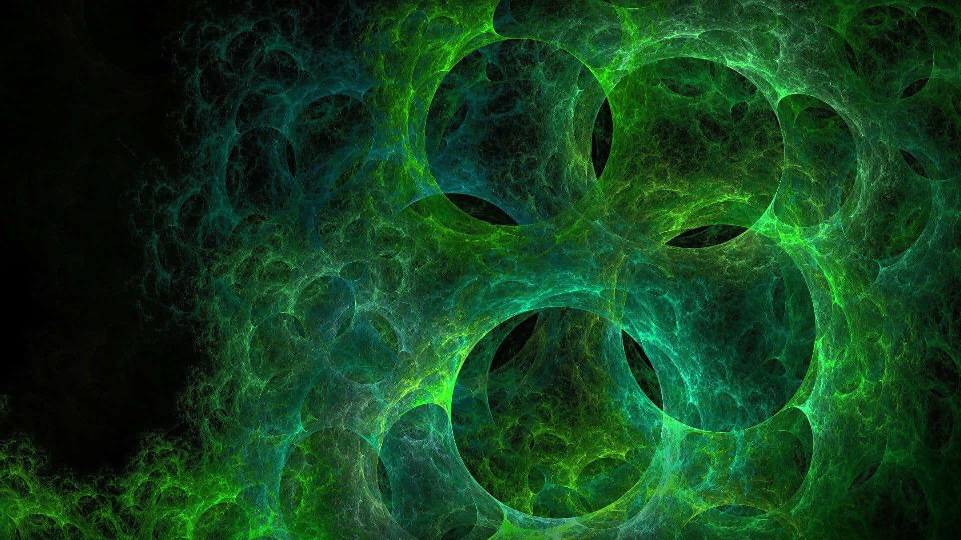 emerald nebula, fractal patterns, circular voids, Full HD Desktop Wallpaper