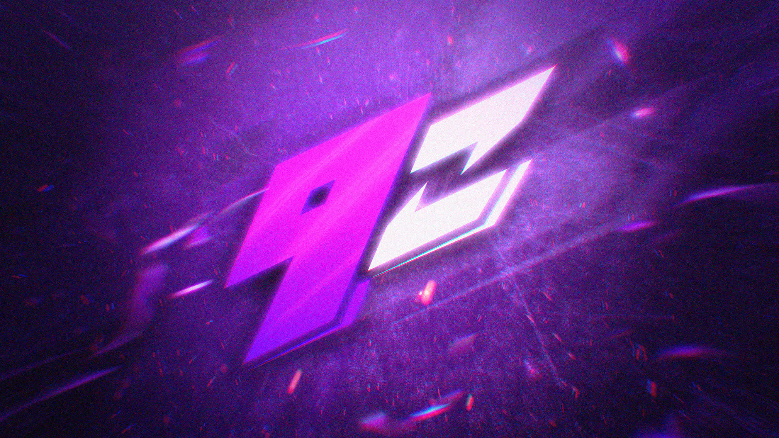 neon purple, white '92' logo, digital particles, 2K Desktop Wallpaper