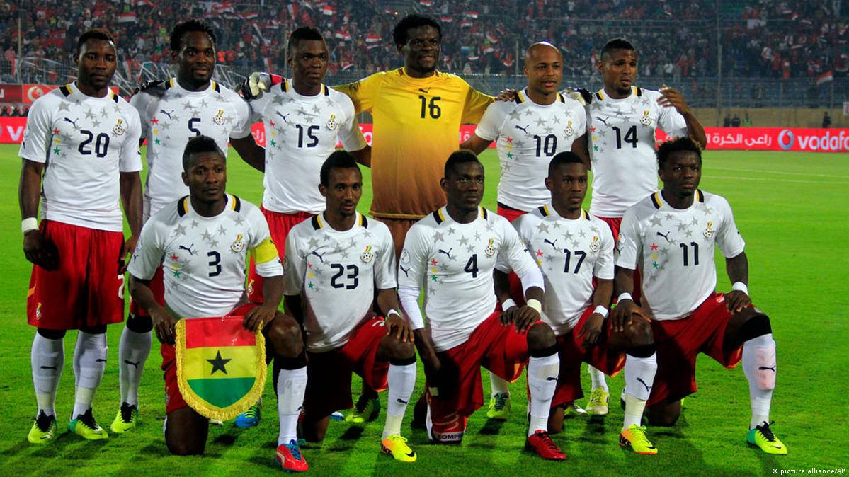 Ghana National Football Team, white jerseys, red shorts, SD Desktop Wallpaper