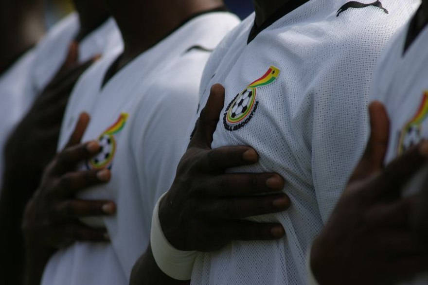 Ghana National Football Team, white jerseys, national anthem ceremony, SD Desktop Wallpaper