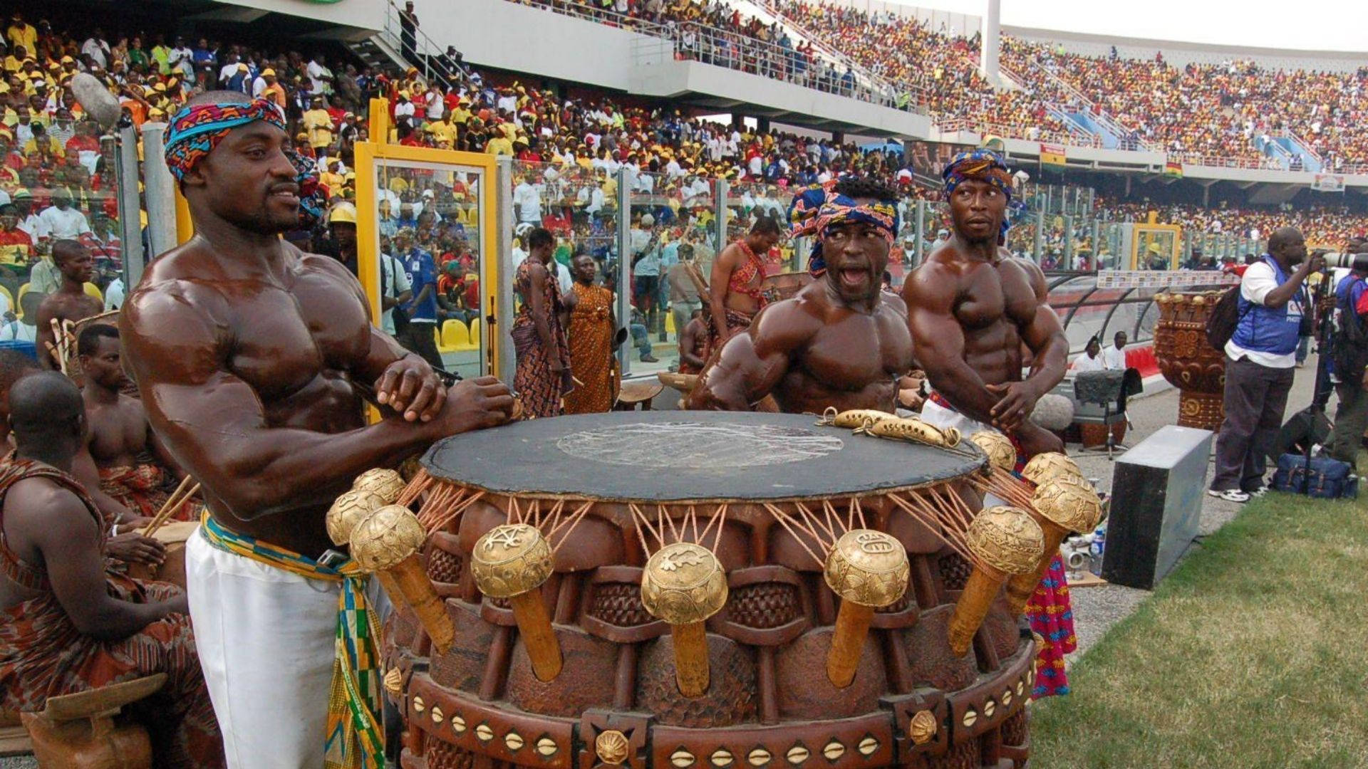 Ghana, cultural performance, colorful headbands, Full HD Desktop Wallpaper