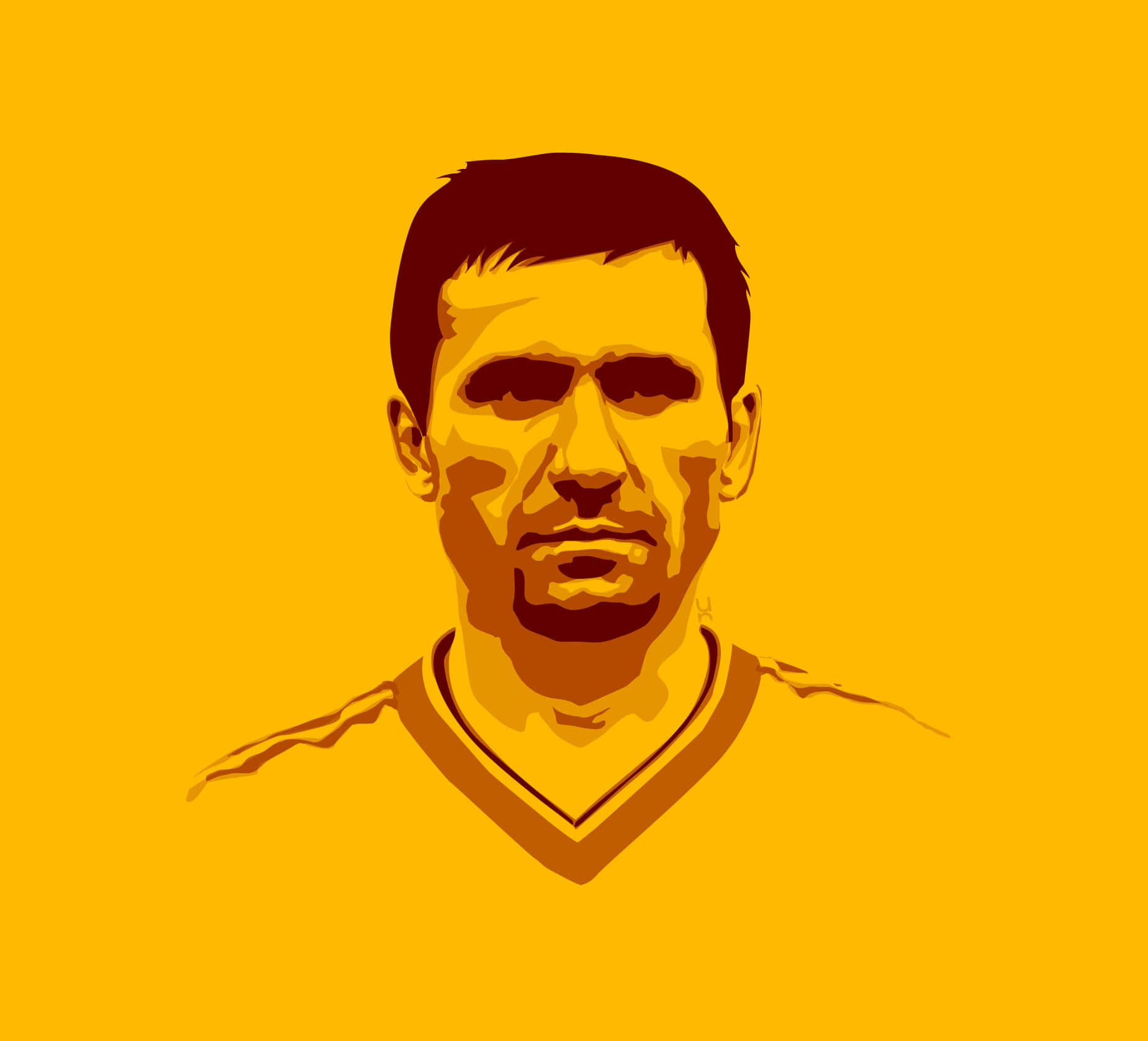Gheorghe Hagi, V-neck shirt, solid yellow background, HD Desktop Wallpaper