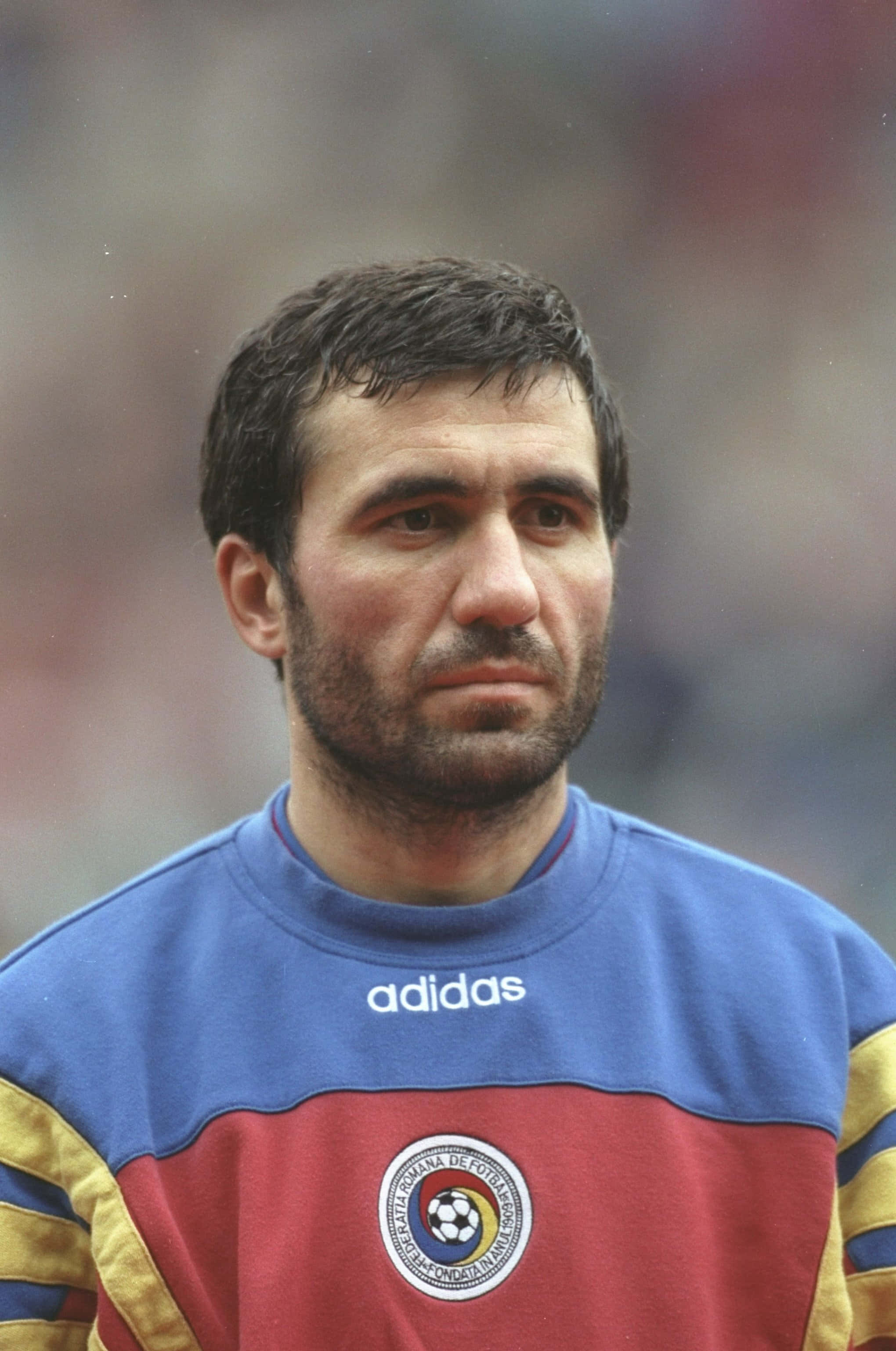 Gheorghe Hagi, World Cup Qualifying Match, blue red and gold Adidas jersey, 2K Phone Wallpaper